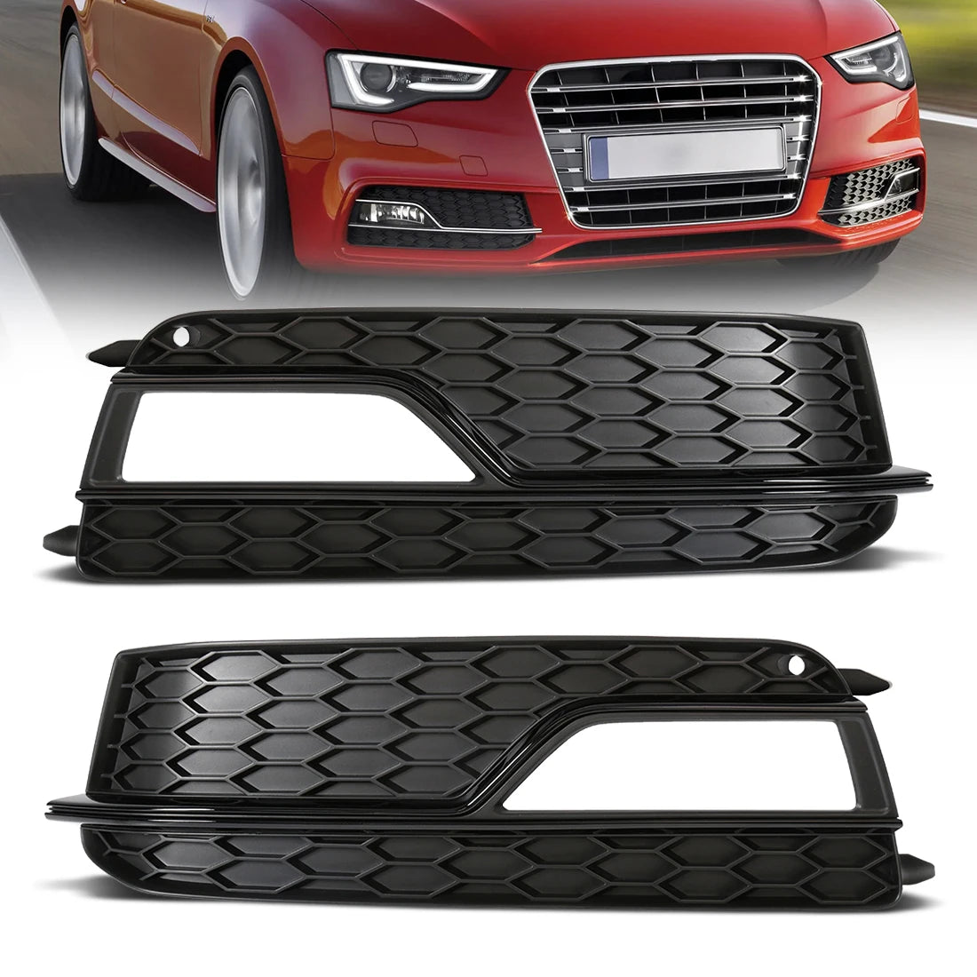 8T0807681K 8T0807682K Grille For Audi A5 Sport 2013 2014 2015 2016 Front Bumper Grill Fog Lamps Covers Car Accessories 12V
