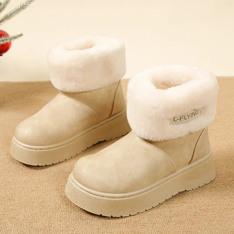 Fashion Fluffy Platform Snow Boots for Women Non Slip Thick Sole Faux Fur Winter Boots Woman Comfortable Short Plush Ankle Botas