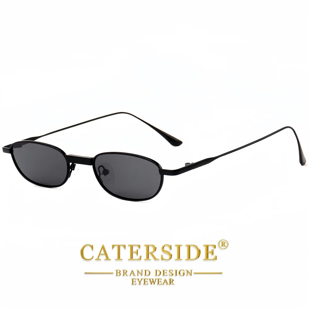 CATERSIDE Men's Hip Hop Sunglasses Premium Metal Small Frame Women's Travel Business Party Holiday Gift Decorative Glasses UV400