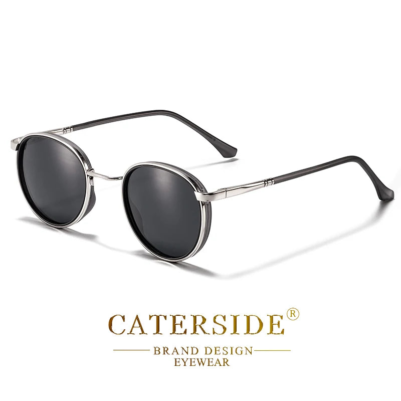 Caterside Vintage Polarized Round Sunglasses Men Hip Hop Style Metal Frame Sun Glasses Women Driving Fishing Party Eyewear Uv400
