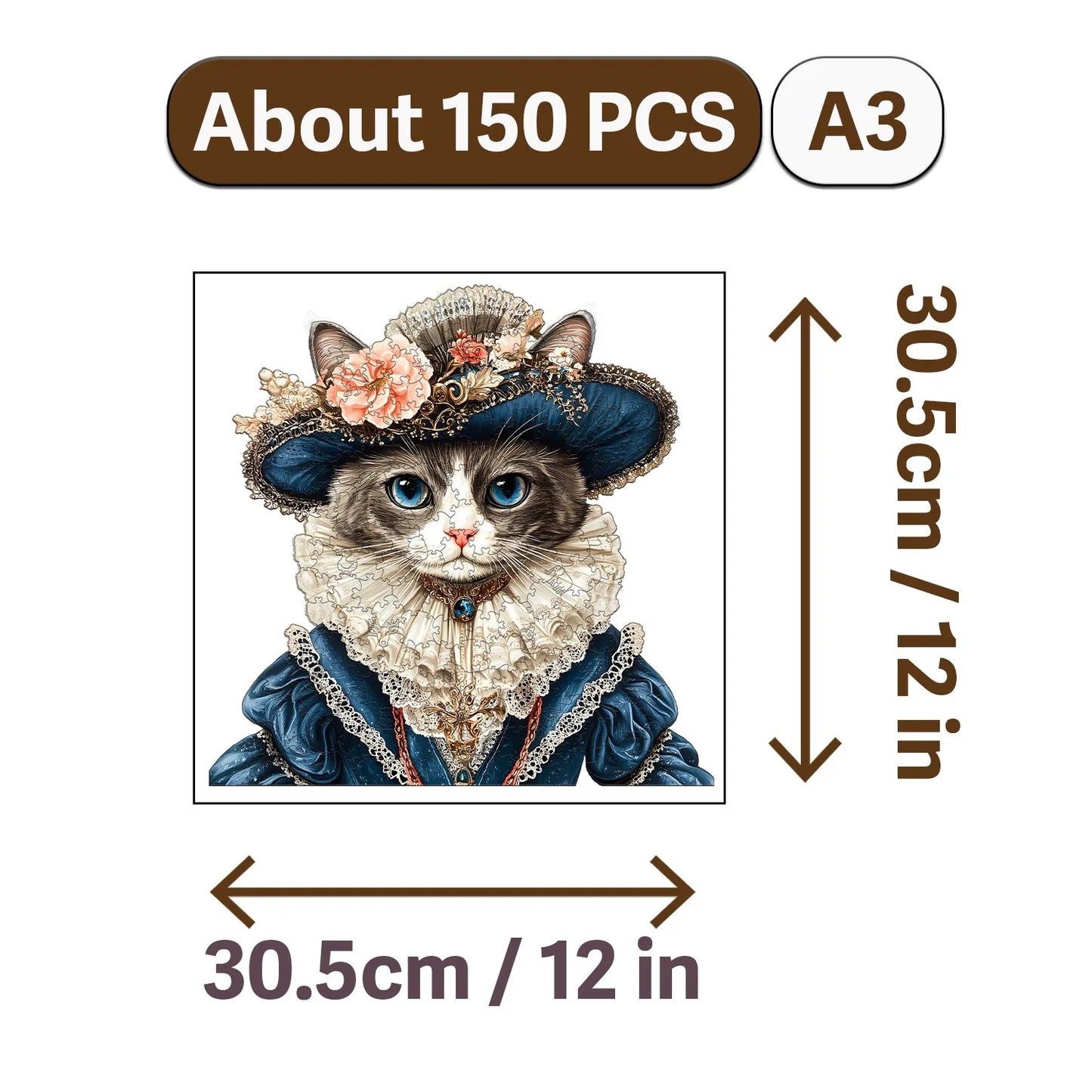 Retro Cat Portrait Wooden Jigsaw Puzzles Classic Home Decor Christmas and Halloween Gift Toy For Teen And Kid