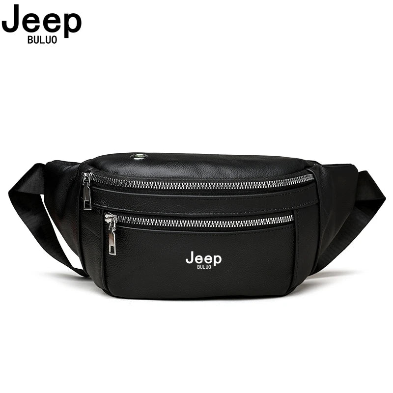 JEEP BULUO Brand Men's Chest Bag Genuine Leather Casual Shoulder Crossbody Bags