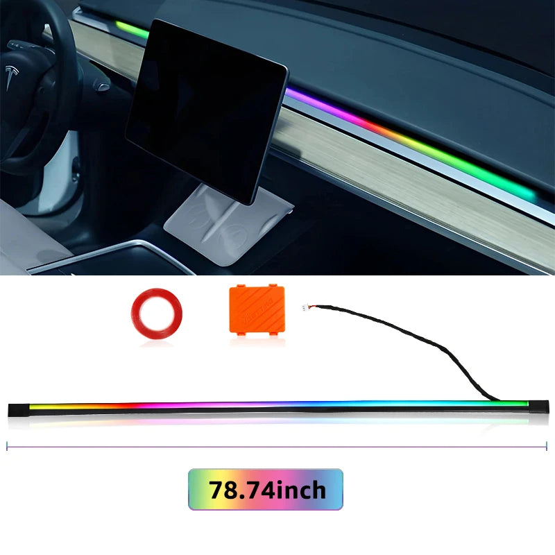 200cm 150cm Car Ambient Light Front Windshield Dashboard LED 64 Colors RGB Symphony Interior Acrylic Atmosphere Lamp App Control