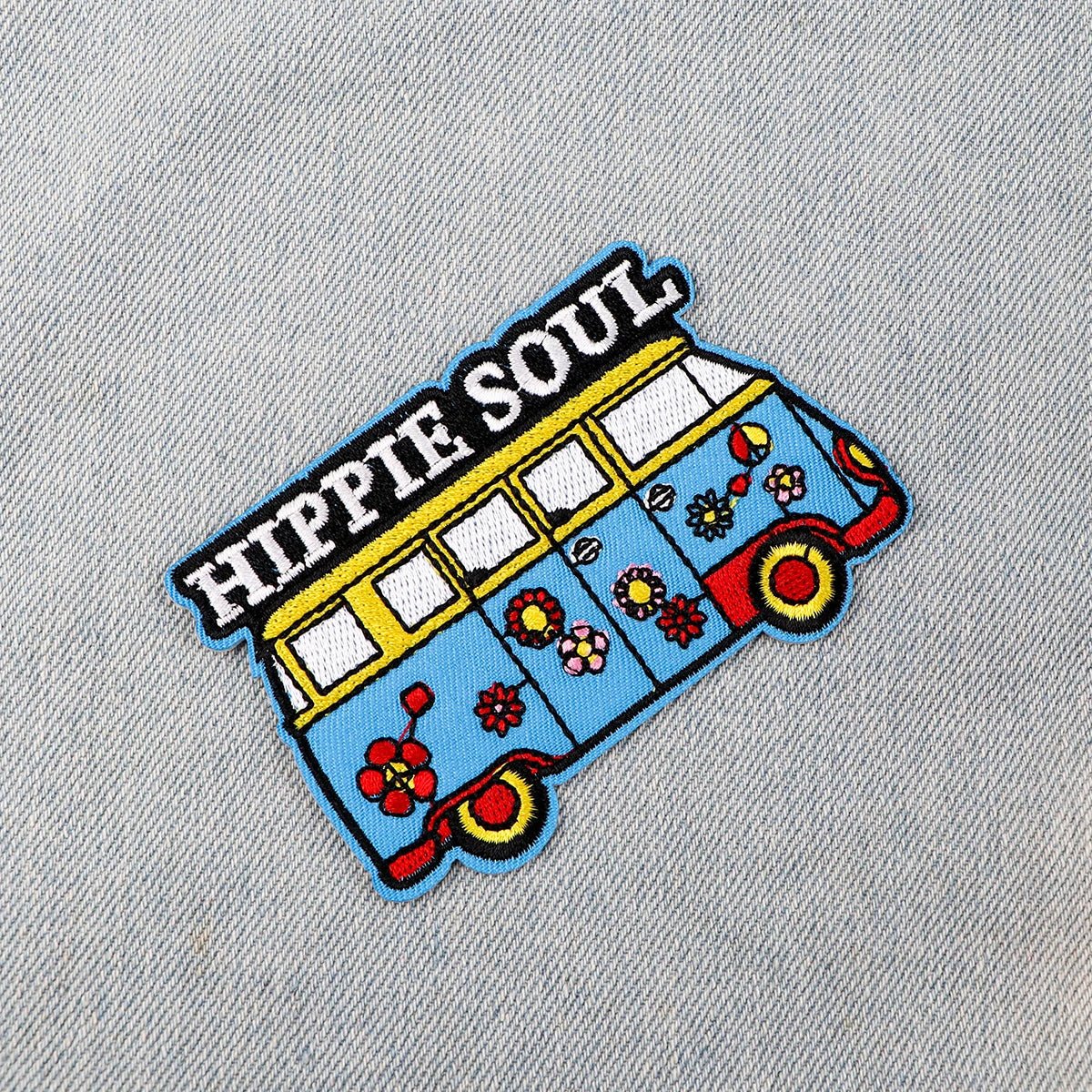 Bus Embroidery Patch Funny Quotes Iron On Patches For Clothing SOUL Thermoadhesive Patches On Clothes DIY Sew Badges