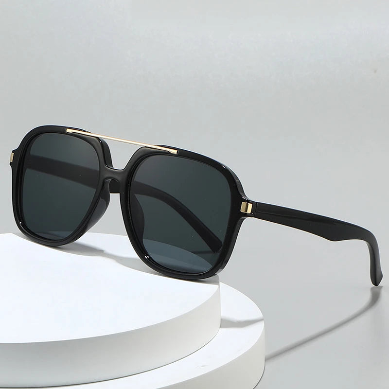 JNPCXI New Retro Oversized Pilot Square Leopard Blue Sunglasses for Women Men Punk Square Sun Glasses Ladies Outdoor Eyewear