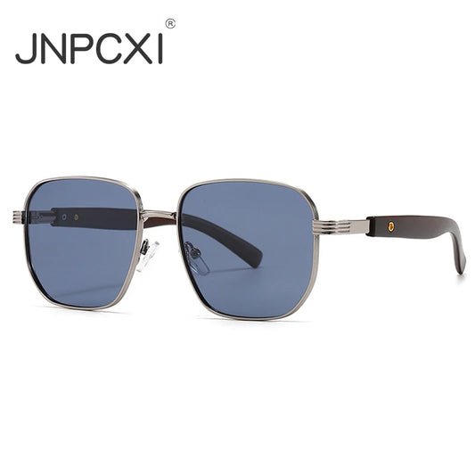 JNPCXI Polarized Fashion Square Sunglasses Men Retro Rivets Silver Blue Gradient Shades UV400 Women Sun Glasses