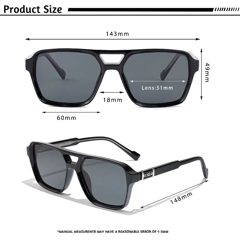 CATERSIDE Fashion Punk Sunglasses Men Square Frame Flat Top Double Bridge High Quality Sun Glasses Women Party Festival Gifts