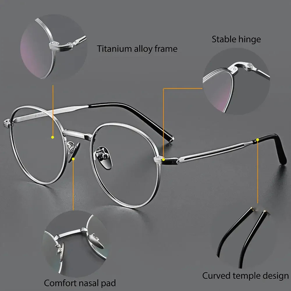 CATERSIDE Vintage Men's Optical Glasses High-Quality Round Metal Titanium Frame Customized Prescription Glasses Women's Eyewear