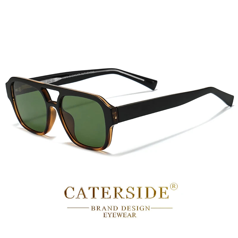 CATERSIDE Fashion Men Sunglasses Flat Top Double Bridges Design Sun Glasses Woman Outdoor Travel Beach Ideal Choice for Gifts