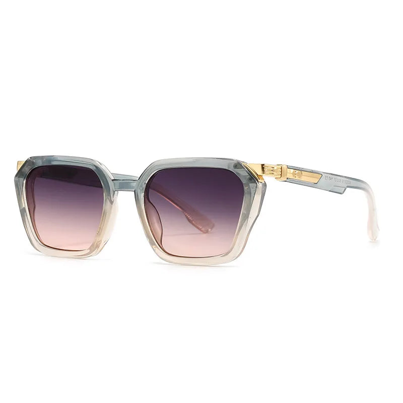 JNPCXI  New Square Women Luxury Sunglasses Retro Rivets Men Gray Pink Gradient Shades UV400 Sun Glasses