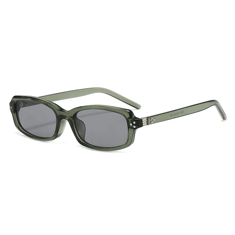 JNPCXI New Fashion Small Rectangle Sunglasses Women Shades Vintage Rivets Men Clear Lens Frame UV400