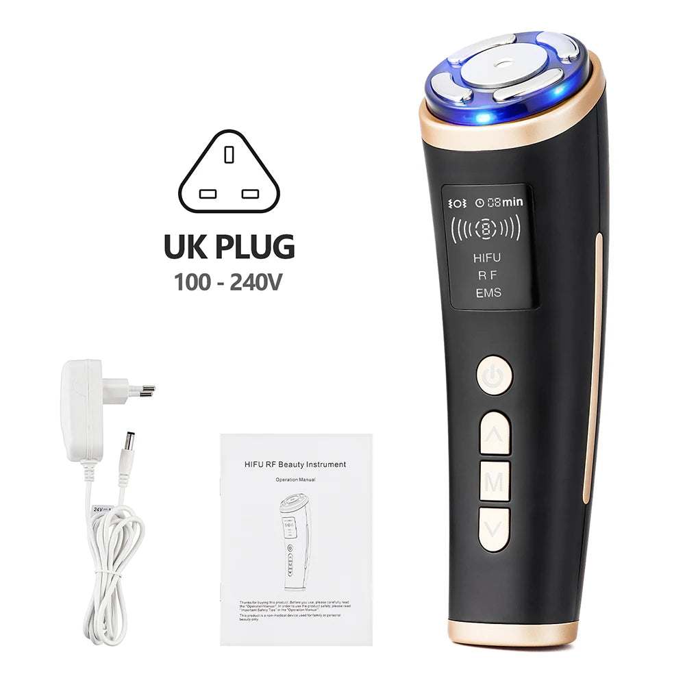Home Use Mini HIFU Machine RF LED HIFU Ultrasonic Skin Tightening Facial Lifting Device Face Chin Neck Eye Anti Wrinkle Massager