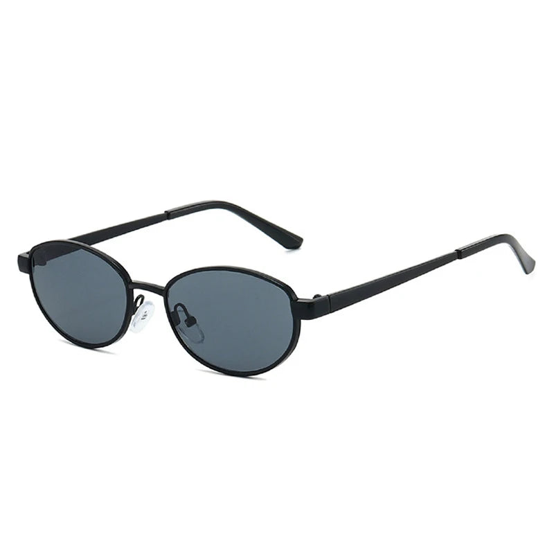 JNPCXI Retro Oval Metal Women Sunglasses Fashion Gold Tea Punk Men Shades UV400