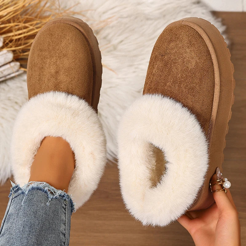 Fluffy Furry Platform Snow Boots Woman 2025 Thicken Plush Warm Winter Ankle Boots for Women Non Slip Thick Sole Cotton Shoes