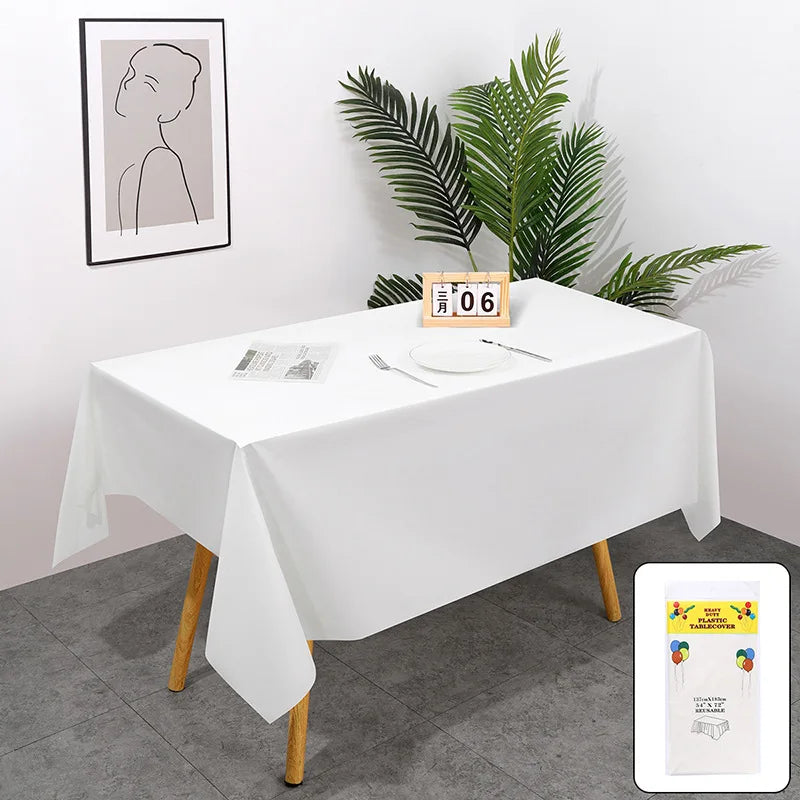 Disposable Table Cloth for Retangle Table Decorative Plastic Tablecloth for Parties Picnics Camping Waterproof Stain-Resistant