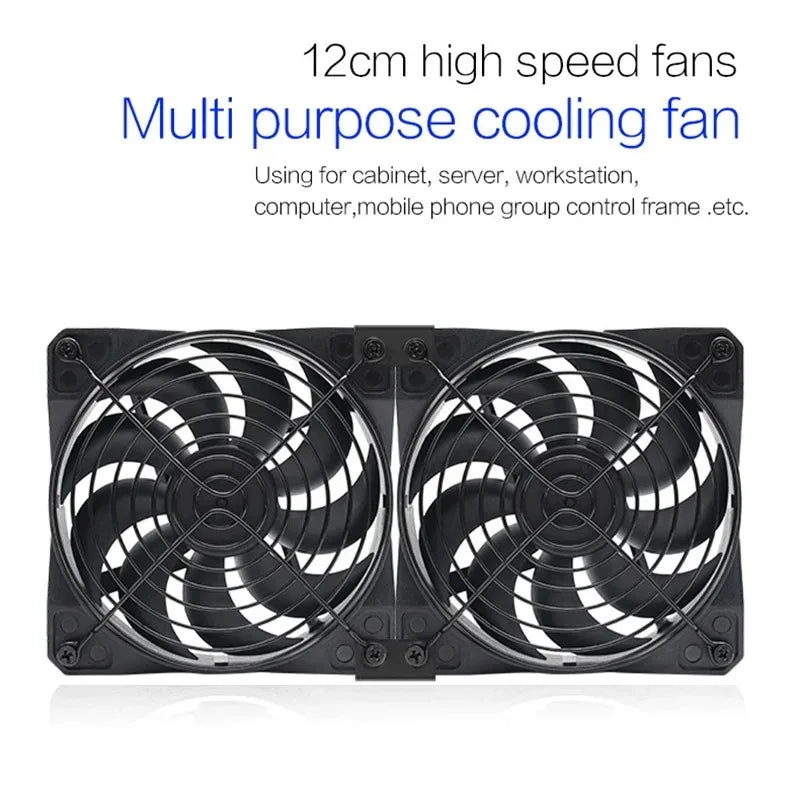 US Plug 120mm 3000RPM Cooling Fan 12V/220V Mining, Server, Cabinet, Workstation