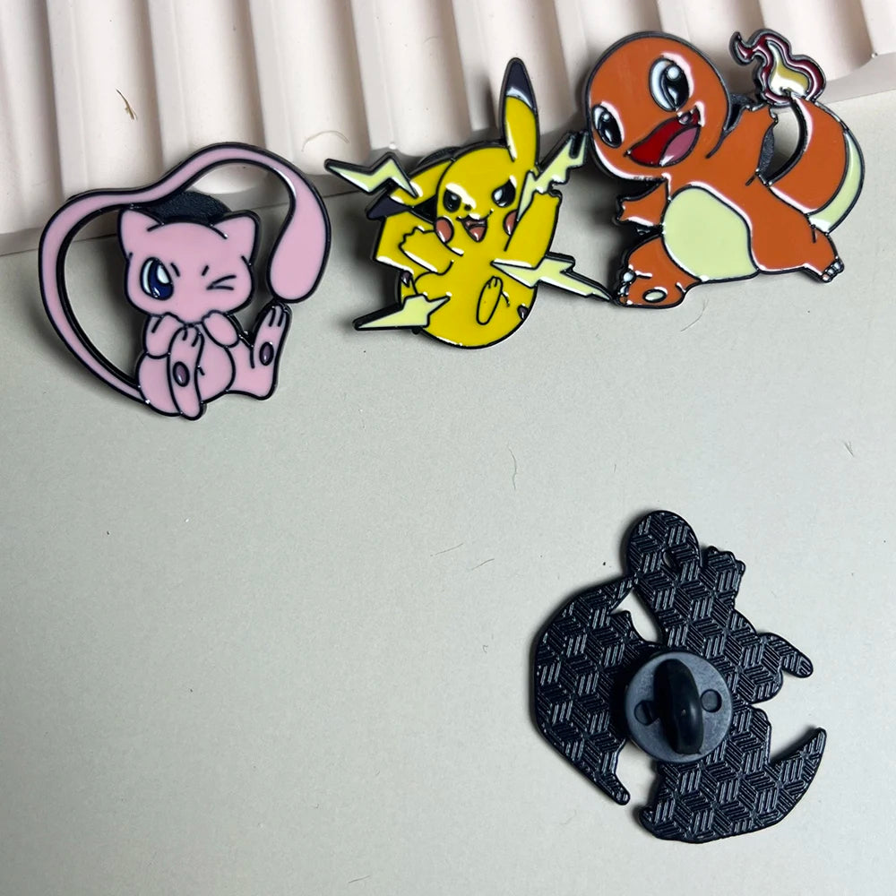 4pcs Creative Cartoon Pokemon Enamel Pins Set - Pikachu Charmander Metal Badges Jewelry Accessories Gift for Friends