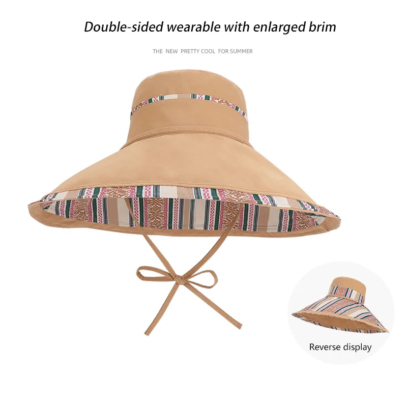 6180-New summer women's wide-brimmed sun hat. Children'sversion.Double-sidedwearable. Fishermanhat.Fashionableandversatilesunhat