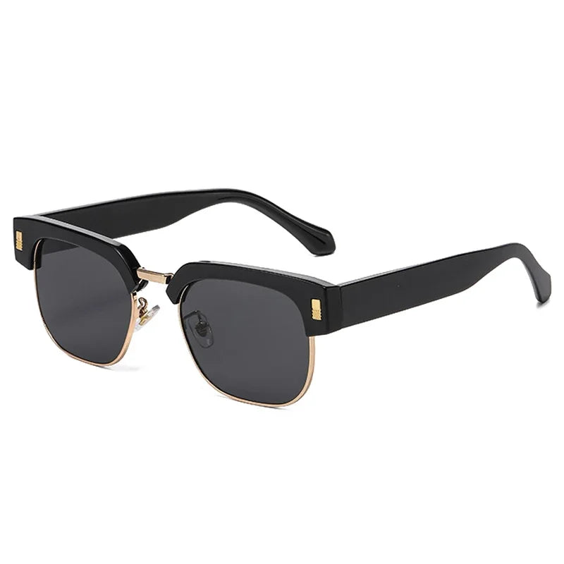 JNPCXI New Square Semi-Metal Sunglasses Women Shades UV400 Fashion Leopard Green Men Punk Sun Glasses