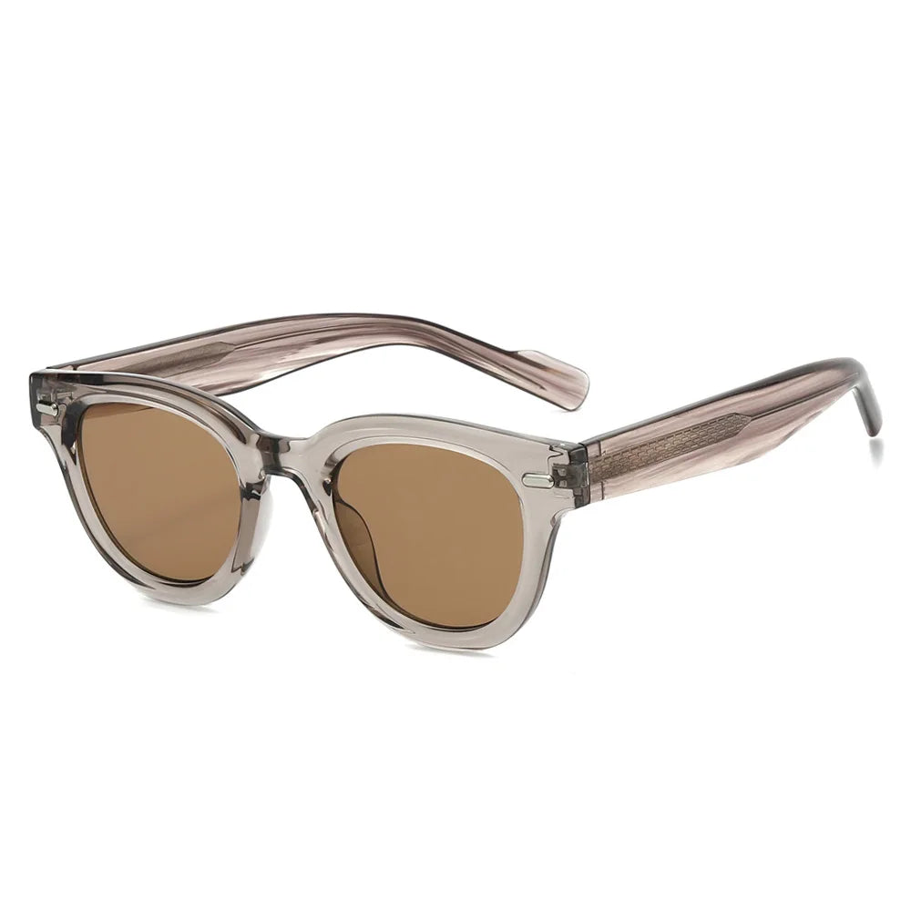 JNPCXI Cat Eye Sunglasses Women Fashion Clear Lens Frame Men Retro Rivet Punk Round Green Leopard Shades UV400 Sun Glasses