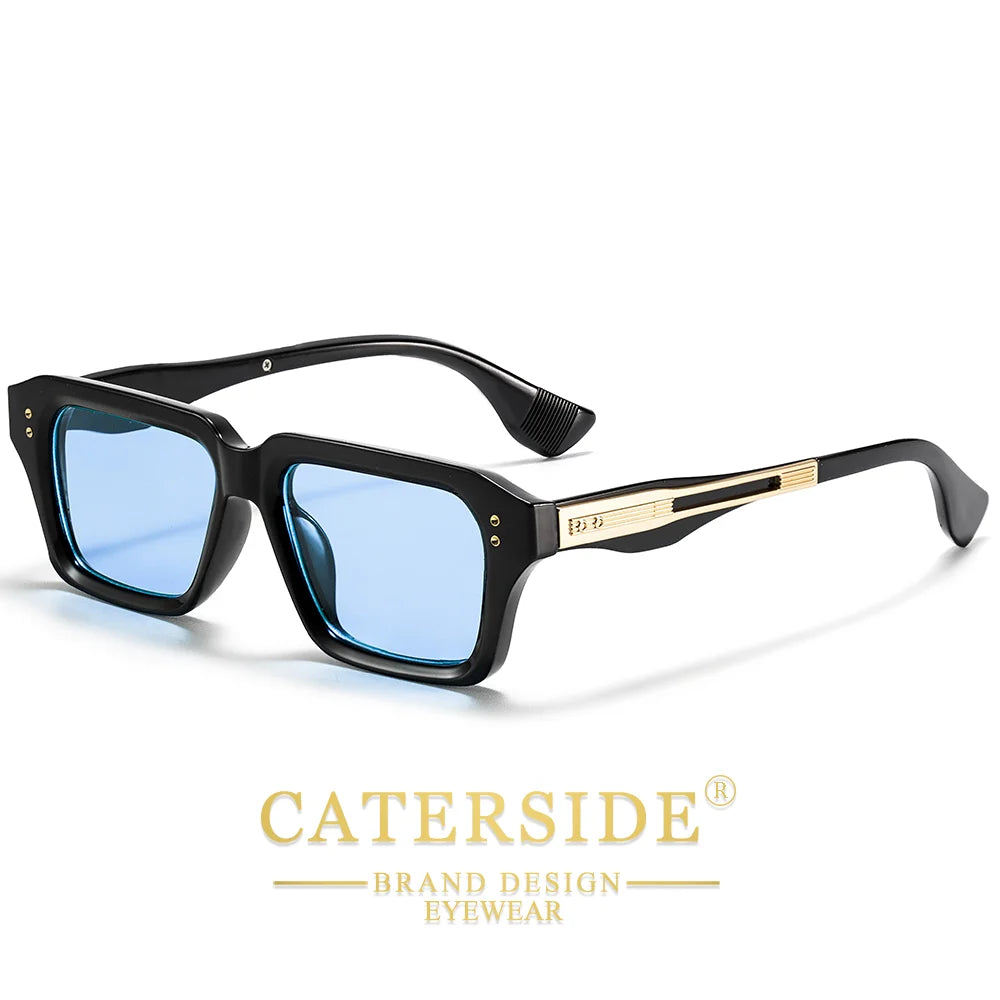 CATERSIDE Retro Men's Sunglasses Unique Temple Design Luxurious Sun Glasses Women Thick Frame Travel Parties UV400 Eyeglasses