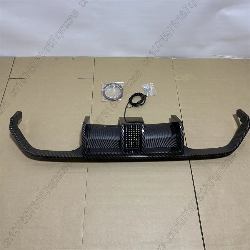 For BMW M3 F80 M4 F82 F83 2015-2020 Carbon Look Rear Bumper Diffuser With LED Light Spoiler Lip Splitter Lip Protector Guard