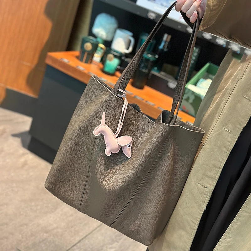 Women's Natural Cow Genuine Leather Tote bags Female Top-grain Leather Crossbody Bag Ladies Multiple Large Capacity Handbags