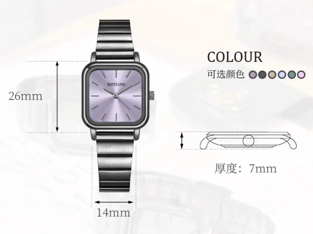 Hot Sale Luxury Brand Black Watch Women Fashion Quartz Watches Ladies Adjustable Stainless Steel Strap Wristwatches Reloj Mujer