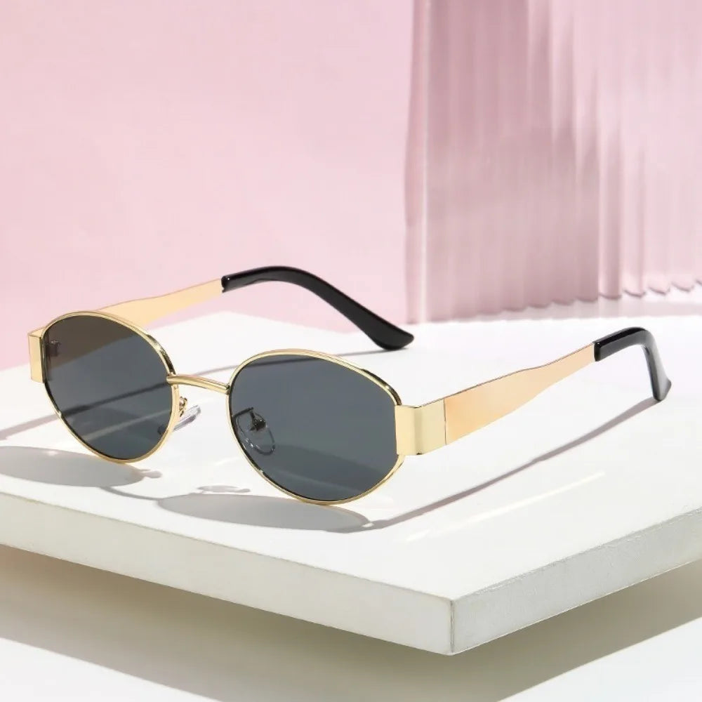 Small Metal Frame Oval Sunglasses For Women Fashion Luxury Shades UV400 Eyewear Men Vintage Sun Glasses
