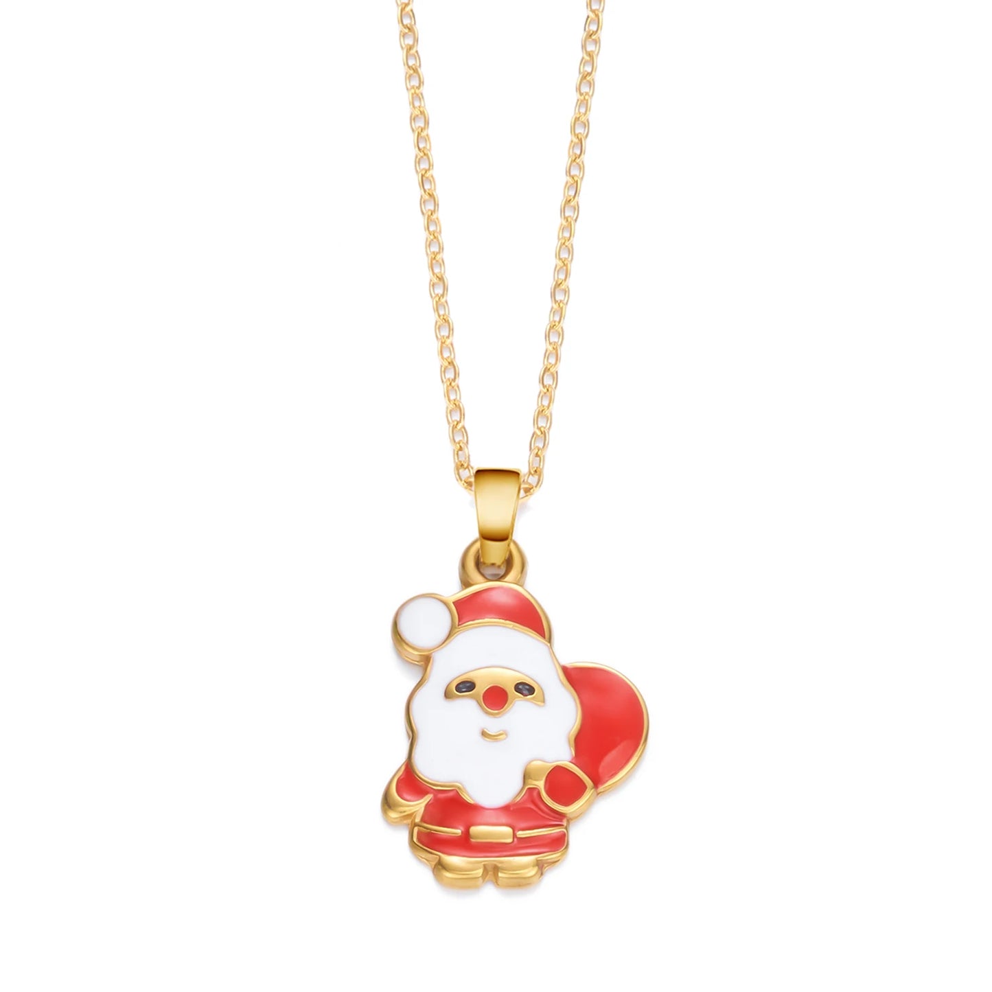 Stainless Steel Colorful Drip Oil Christmas Tree Snowman Pendant Necklace For Women Y2k Fashion Neck Chain Jewelry New Year Gift