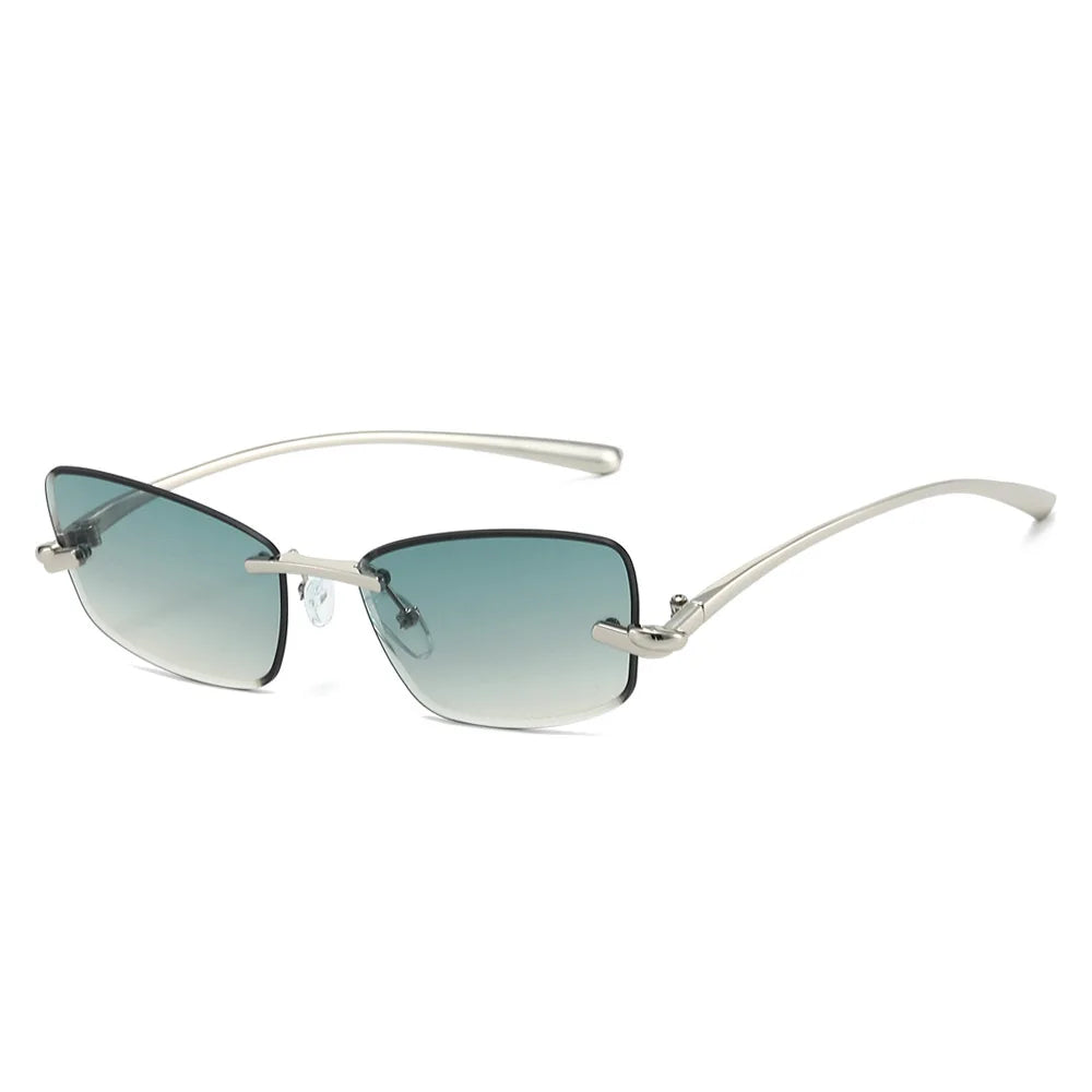 JNPCXI 2026 New Luxury Butterfly Sunglasses for Women Rimless Tint Lens Metal Shades Party Travel Decoration Uv400