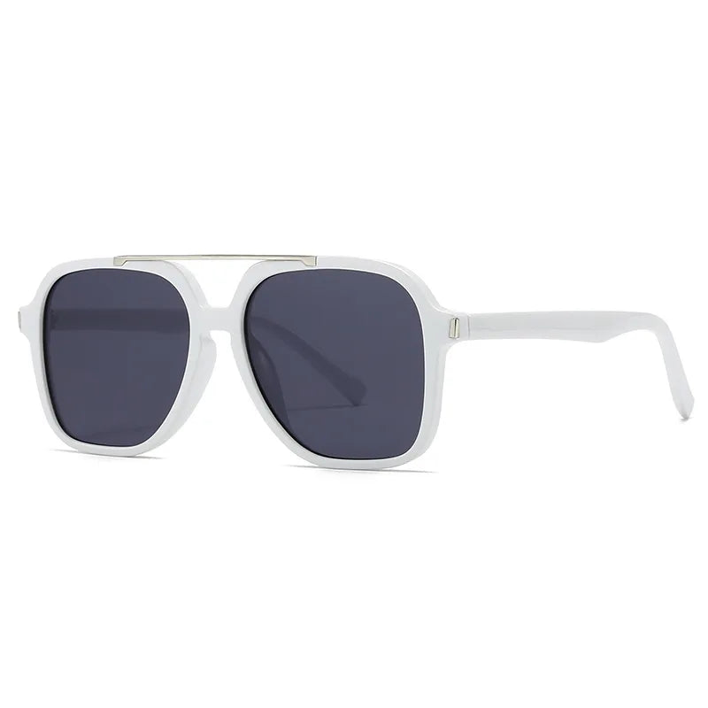 JNPCXI Fashion Oversized Square Double Bridges Sunglasses Women Shades UV400 Retro Rivets Men Sun Glasses