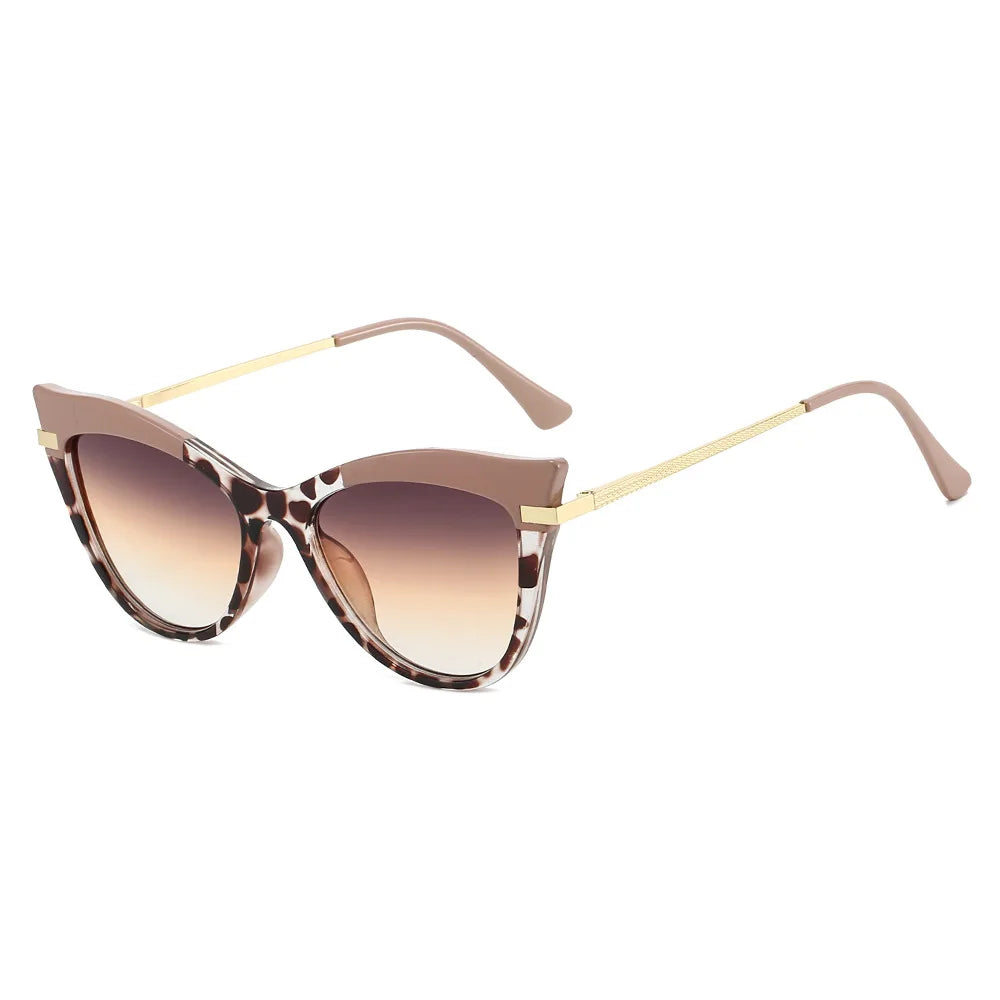 JNPCXI New Cat Eye Double Color Sunglasses Women Fashion Gradient Shades UV400 Eyeglass Frame Men