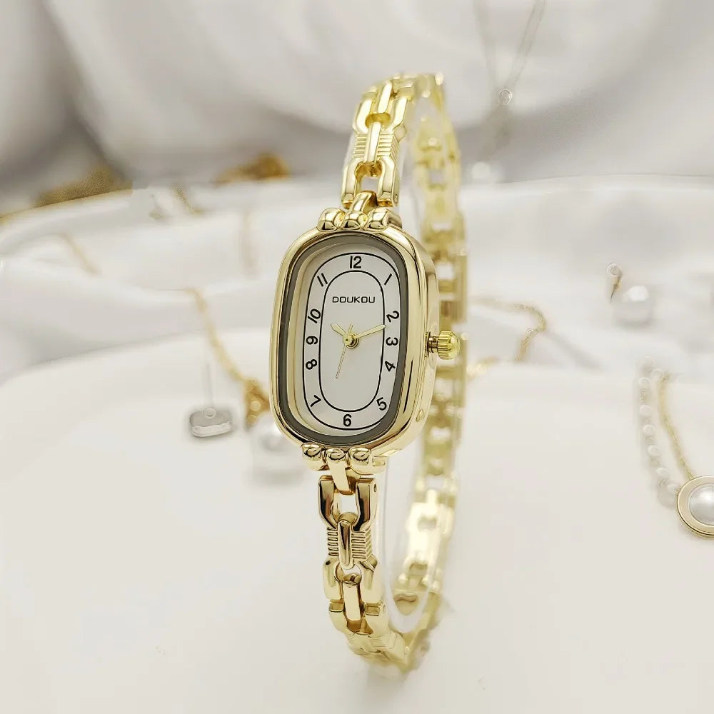 Luxury Brand Oval Shaped Women's Quartz Watch Retro Student Bracelet Wristwatch Fashionable Girl Gifts Dropshipping Relógio