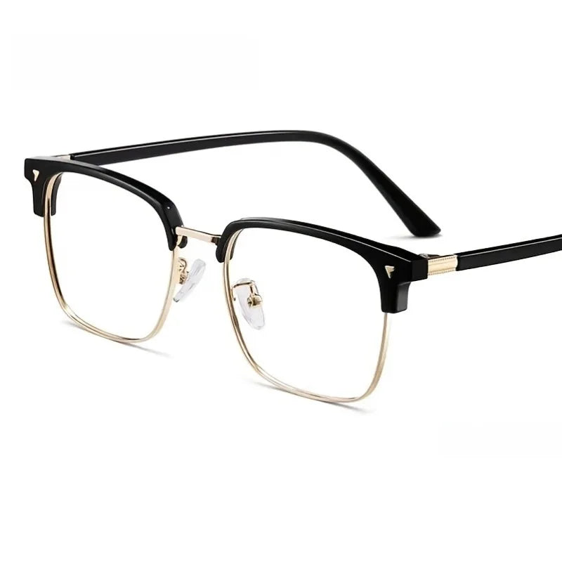 Anti blue light glasses for men and women, retro half frame eyebrow glasses frame, classic flat lens
