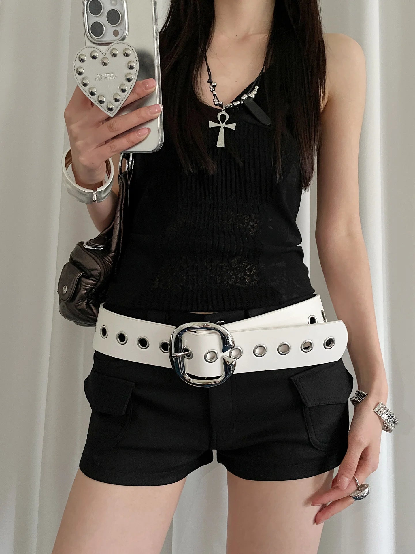 Punk Style Design Sense Black Wide Belt Female Minority Personality Advanced Sense With Skirt Jeans Belt Leather Belt