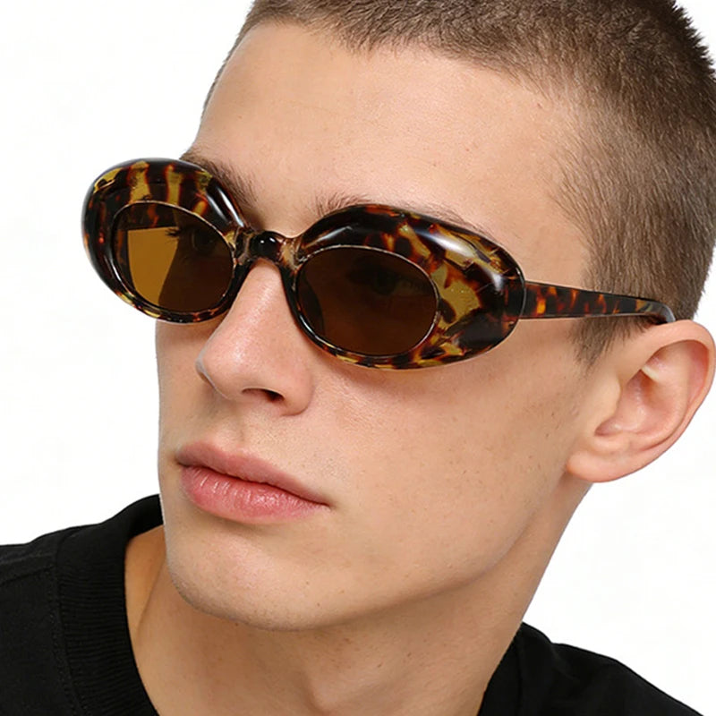 JNPCXI New Retro Oval Women Men Sunglasses Leopard Punk UV400