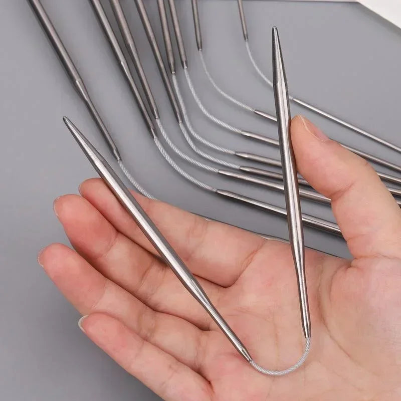 3Pcs Knitting Needles Knitting Tool Stainless Steel Circular Flexible Sock Knitting Needles