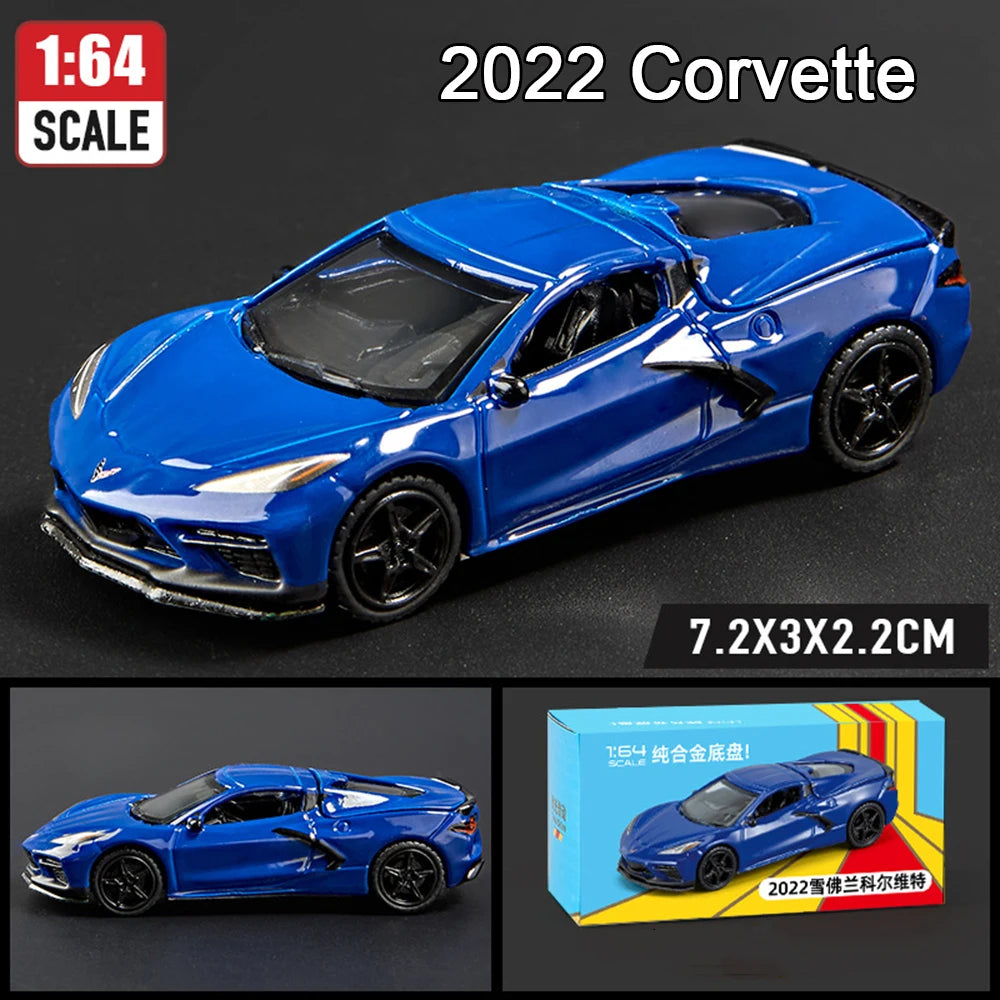 1:64 Alloy Sports Car Series Firebird JDM Daytona Stardust Corvette T1 Minivan GT500 Diecast Models Toys Boys Collecting Hobbies