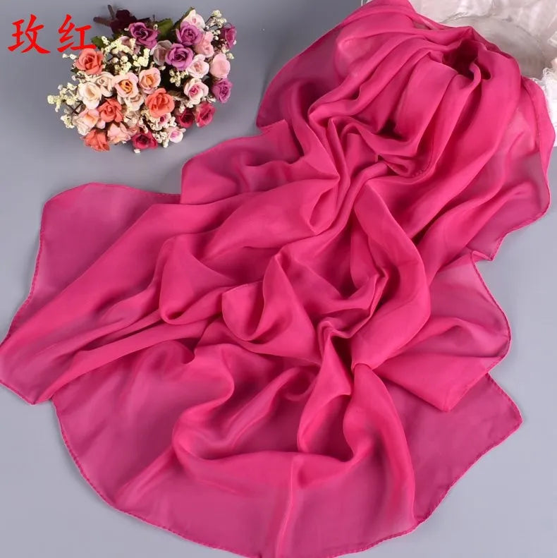 New Fashion Temperament Pure Monochrome Women's Long Chiffon Scarves Wholesale Yiwu Plain Pure Color Small Scarves