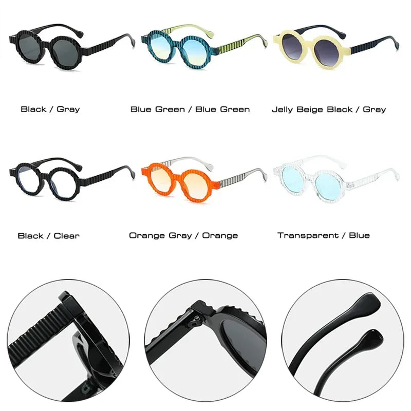 JNPCXI New Fashion Round Sunglasses Women Double Green Gradient Color Shades UV400 Men Punk Trending Sun Glasses