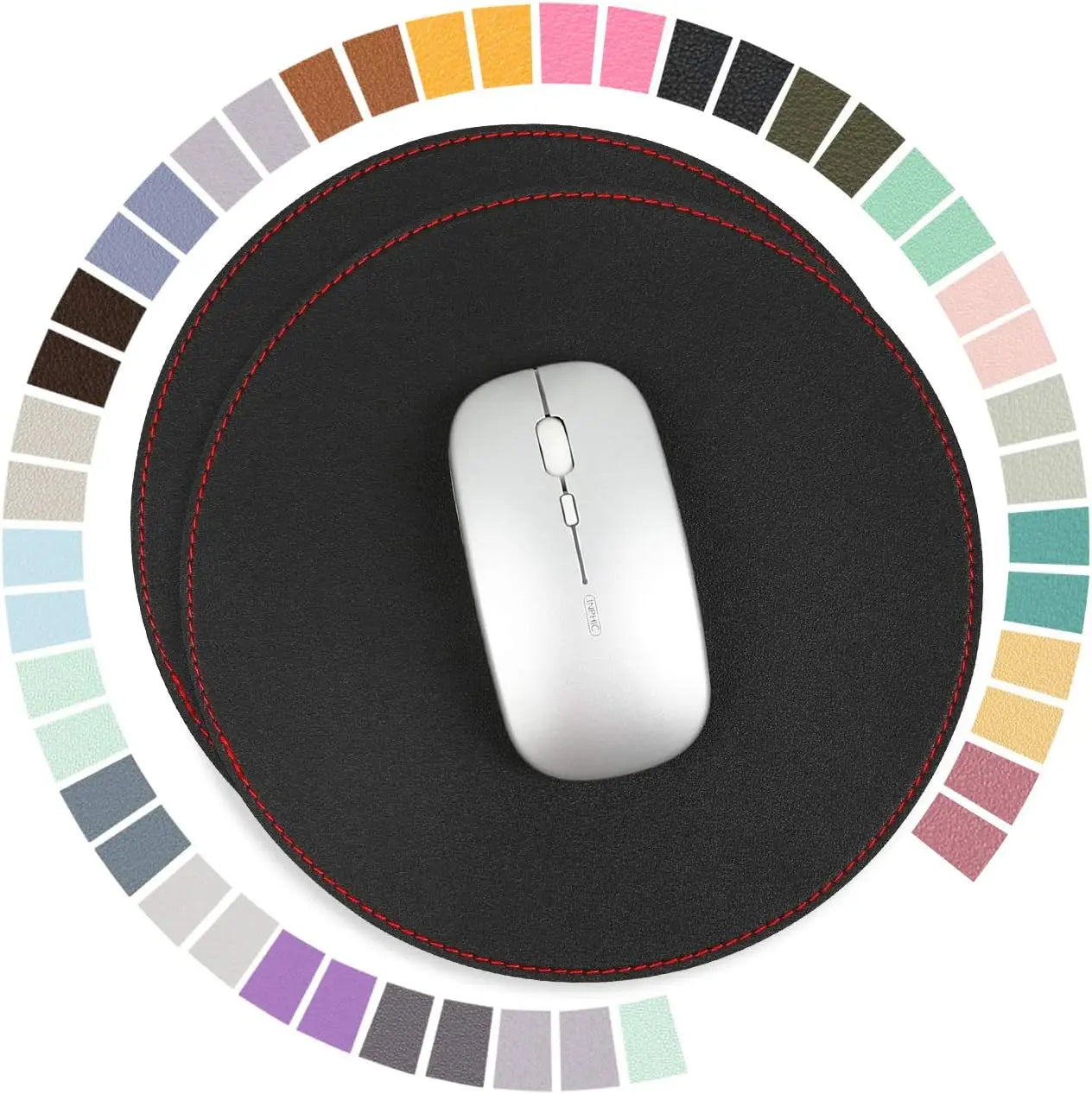 Mouse Pads, Ultra Thin Waterproof PVC Leather Mouse Pad,Stitched Edges,Works for Computers Laptop Office/Home 22cmL x 22cmW