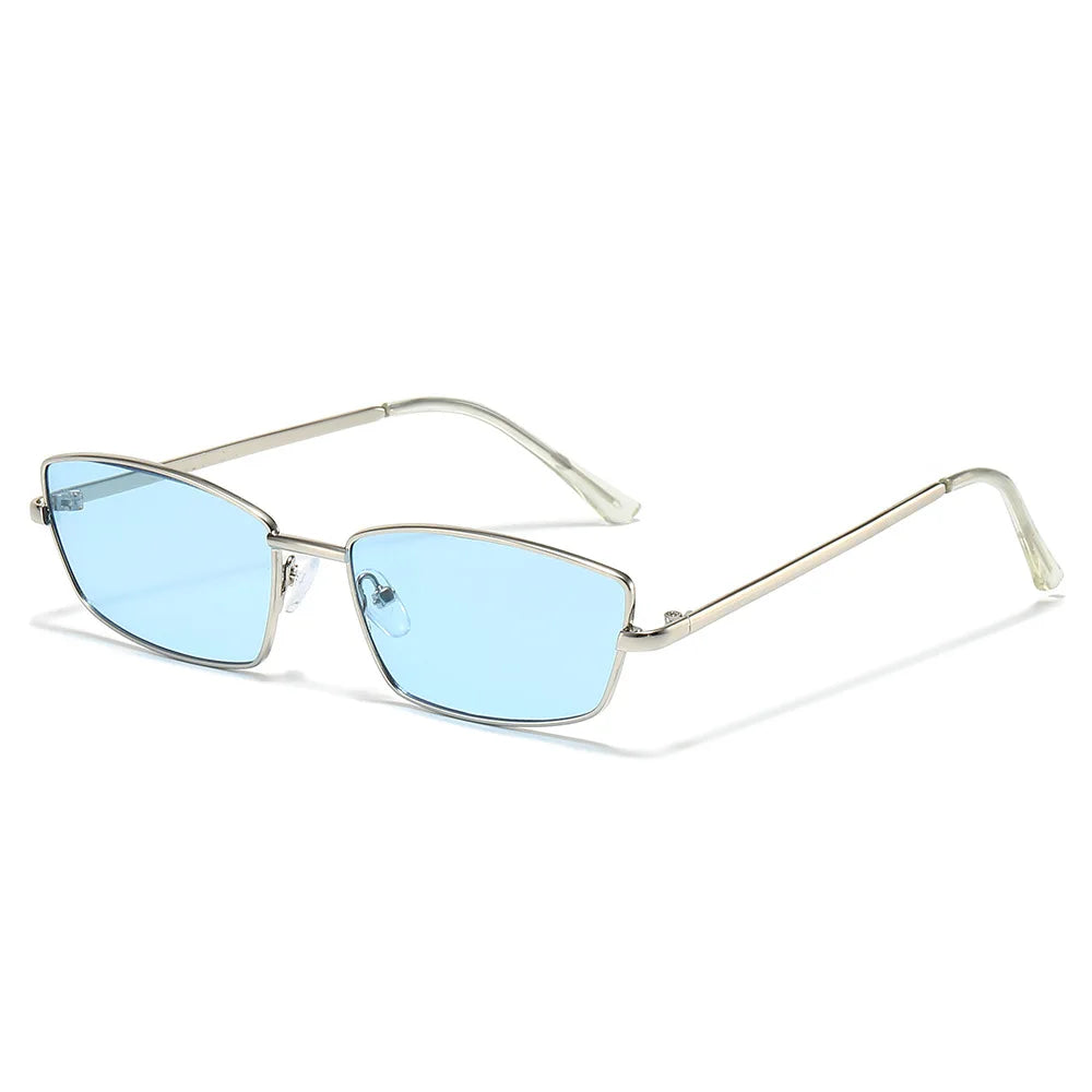 JNPCXI New Small Rectangle Retro Sunglasses Luxury Metal Designer Casual Shades Man Women's Fashion Sun Glasses