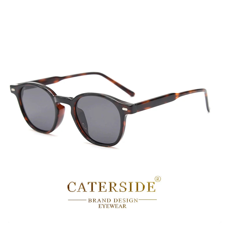 CATERSIDE Polarized Round Sunglasses Men TR Frame Core Insert Leg Sun Glasses Women Set Retro Driving Fishing Punk Eyewear UV400