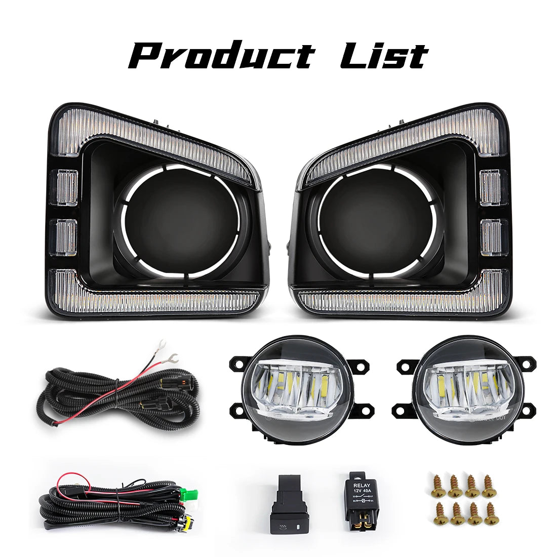 For Toyota Tundra 2014 2015 2016 2017 2018 2019 2020 2021 LED Fog Lights DRL Daytime Running Lights Turn Signal Daylight Halogen