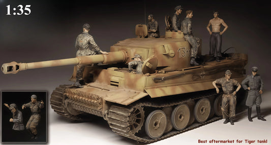 1: 35 Casting Resin Model Kit, Gk, 10 Members of Tiger Tank Resin Grey Assembled Model, Unpainted