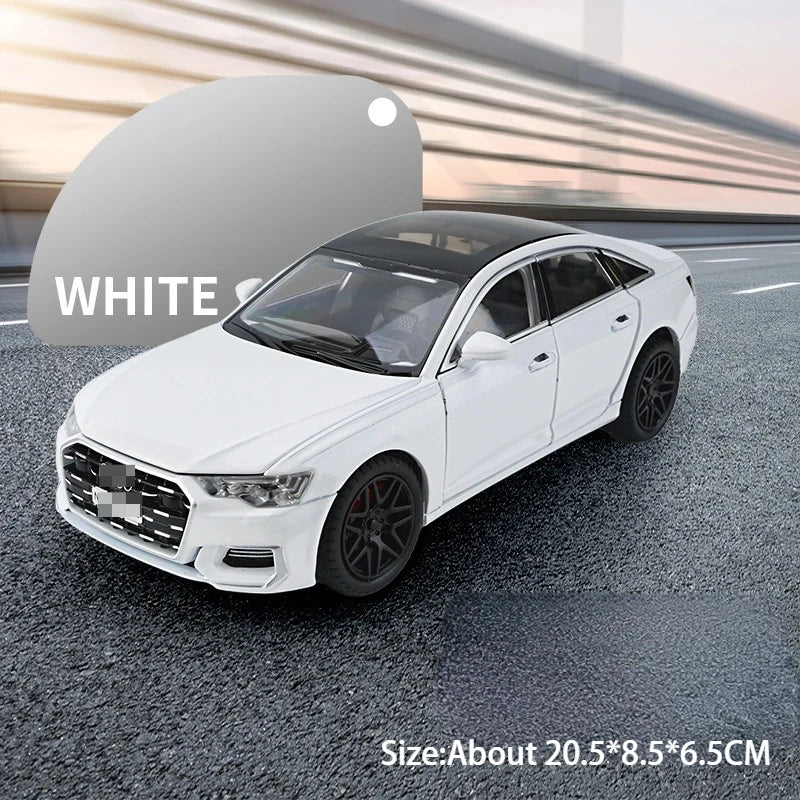 1:24 A6L A6 Miniature Model Toys Alloy Diecast Cars Front Wheel Steering Sound Light Pull Back Doors Opened Vehice for Boys Gift