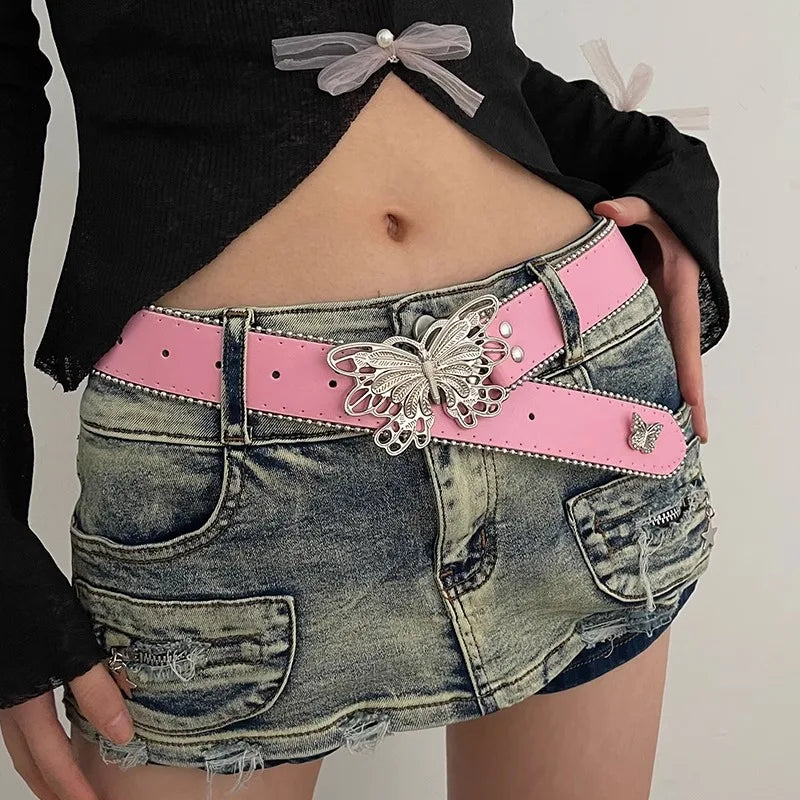 Barbie Pink Millennial Spice Y2K N Girdle 2024 New Butterfly Belt With Jeans Belt