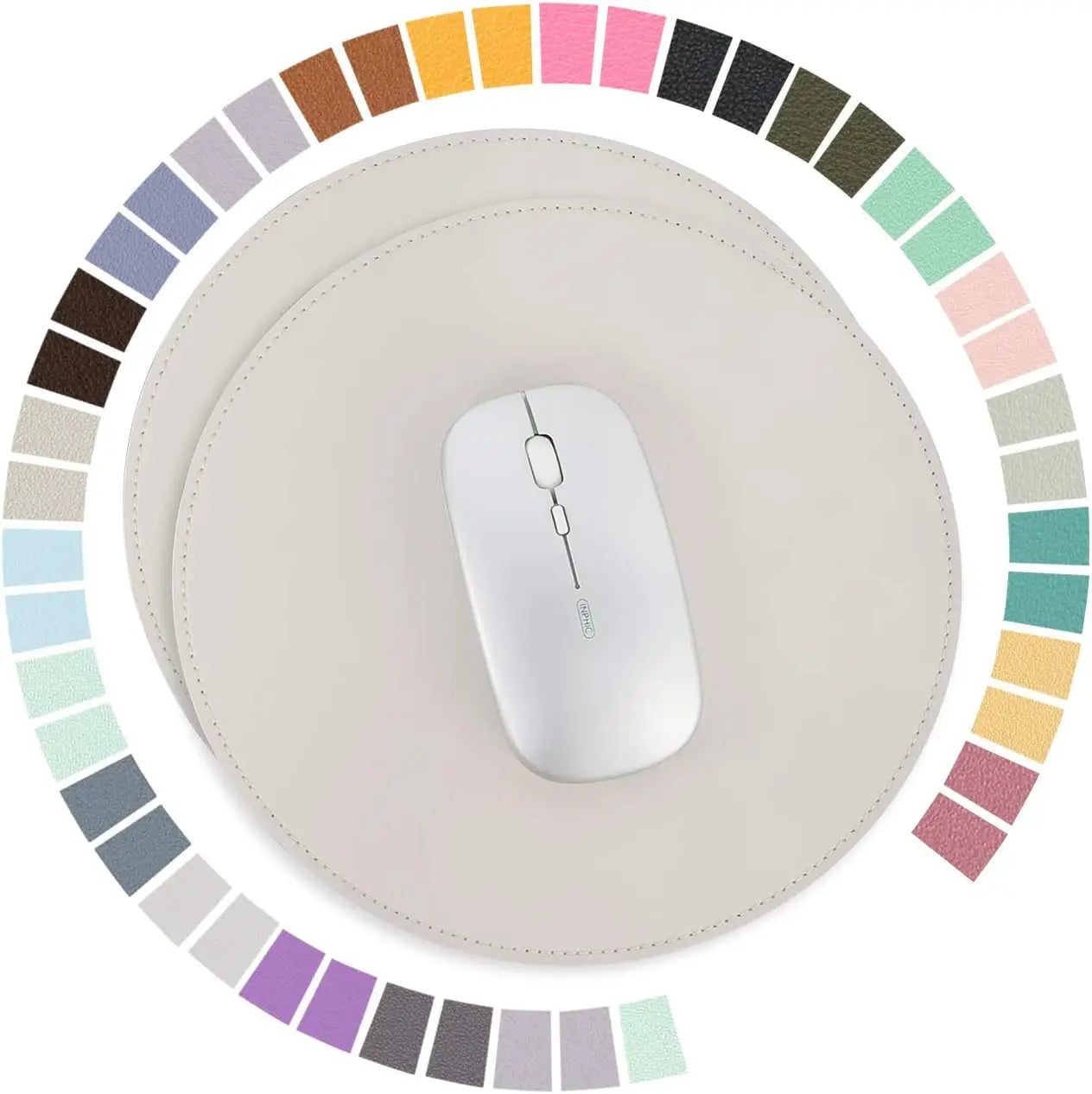 Mouse Pads, Ultra Thin Waterproof PVC Leather Mouse Pad,Stitched Edges,Works for Computers Laptop Office/Home 22cmL x 22cmW