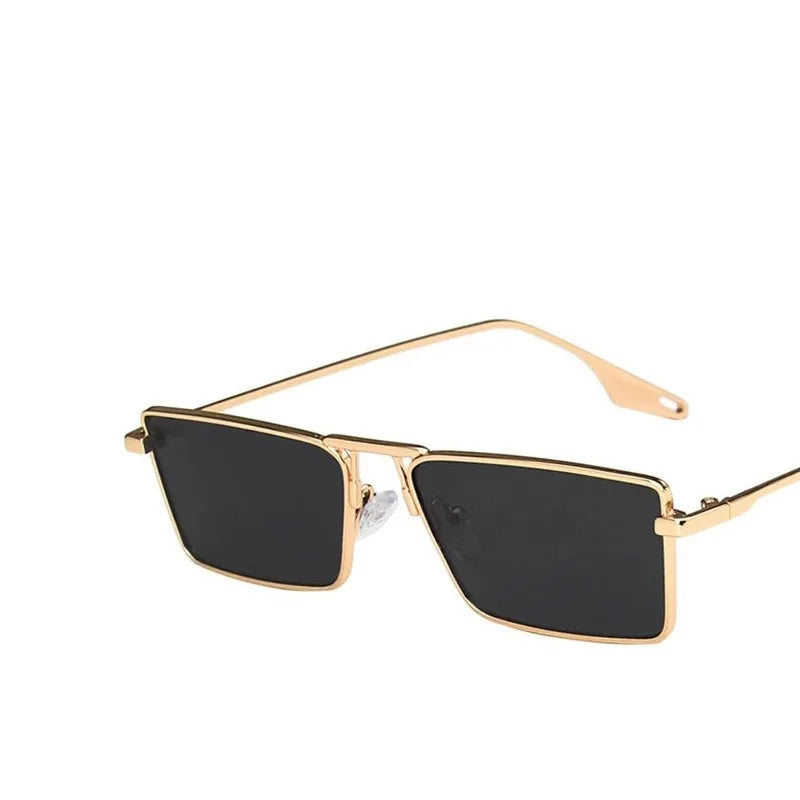 Women's Metal Frame Fashion Glasses Rectangular Retro Anti-Reflective Small FrameGolden & Black Options for, & Street Fashion